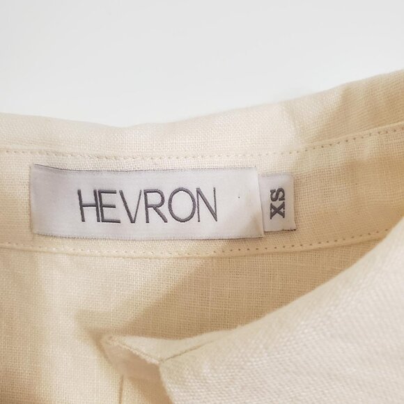 HEVRON Women Melanie Linen Cut-Out Mini Dress XS Ivory Short Sleeve Asymmetrical - Picture 8 of 13